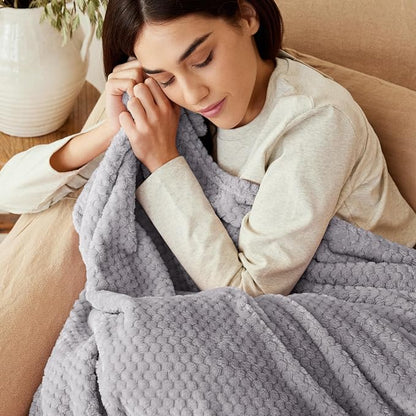 Exclusivo Mezcla Soft Waffle Fleece Bed Blanket Twin XL Size, Light Gray | - Image 2