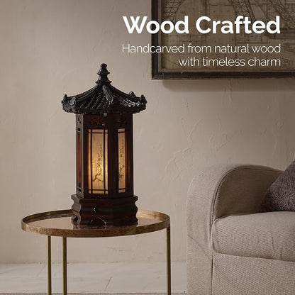 Antique Alive Traditional Korean Wood Lamp | Handmade Asian Oriental Table - Image 2