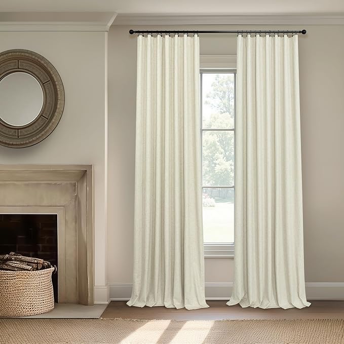 Primitive Curtain 108 Inch Long 2 Panels Burg Linen Textured 9 ft Floor Length - Image 7