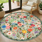 PLHXFR Round Area Rug Living Room: 4 ft Floral Washable Soft Carpet Green | by PLHXFRSoftAreaRugs