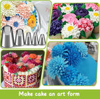 Suuker Rose Flower Piping Tips Set, Stainless Steel Chrysanthemum Nozzles, Crinkle Cream Laminating Nozzle Cupcake Pastry Tool For Decorating Cake Tulip Pastry Nozzle Baking Forms Pastry (5 Pieces)
