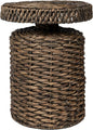 JONATHAN Y Marisol 24" Round Brown Woven Water Hyacinth Side Table by JONATHANY