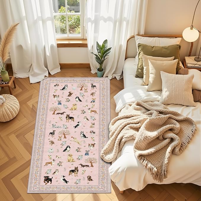 Pink Floral Hallway Runner Rug 2x6 - Image 4
