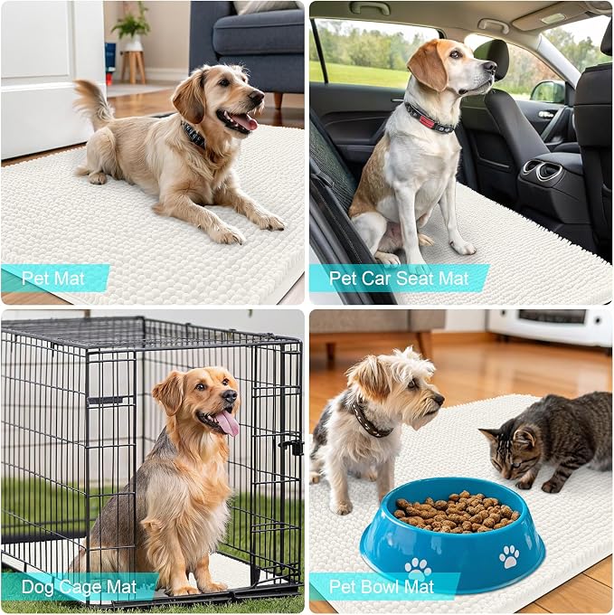 OLANLY Dog Door Mat for Muddy Paws 70x24, Super Absorbent Chenille Mud Mat | - Image 7