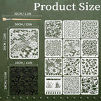 12PCS Camo Stencils for Spray Paint 12 x 12 Inch Camouflage Pattern Stencils with Brushes Grass Pattern Stencil Reusable Camo Stencil for Painting Wood Boat DIY Crafts Spray Painta