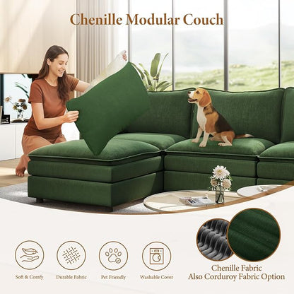 Vesgantti 108" Sectional Sleeper Sofa, 6-Seater Oversized Modular Cloud Couch - Image 6