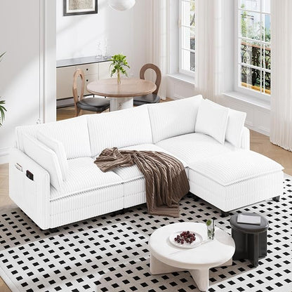Vesgantti 109" L Shaped Cloud Sectional Couch, Comfy Corduroy Upholstered by Vesgantti