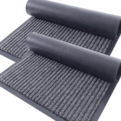 OLANLY 2-Pack Front Door Mats 47x32, Waterproof Heavy-Duty Doormats | Grey by OLANLY