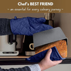 Native Fab 4 Piece Set - 2 Oven Mitts & 2 Potholders, Heat Resistant, 100% Cotton, Quilted Design, Non-Slip Grip, Machine Washable, Ideal for Baking, Cooking, BBQ, Kitchen Protection - Ink Blue