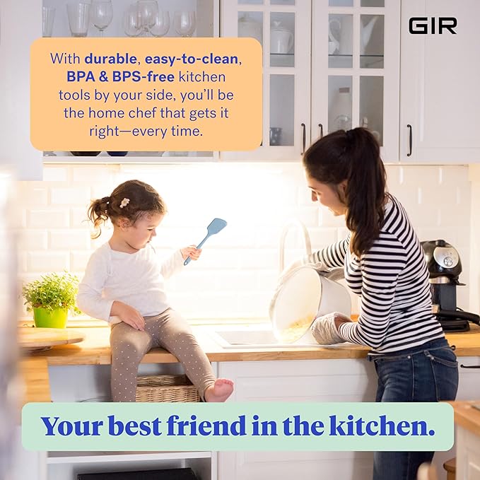 GIR: Get It Right Silicone Cooking Spatula Turner - Mini 11-In Slate - One-Piece Design & Heat-Resistant up to 425°F - Versatile Pancake Flipper & Baking Spatula With Ergonomic Handle