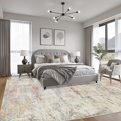 10x14 Area Rug Living Room: Modern Washable Indoor Soft Carpet Taupe | - Image 3