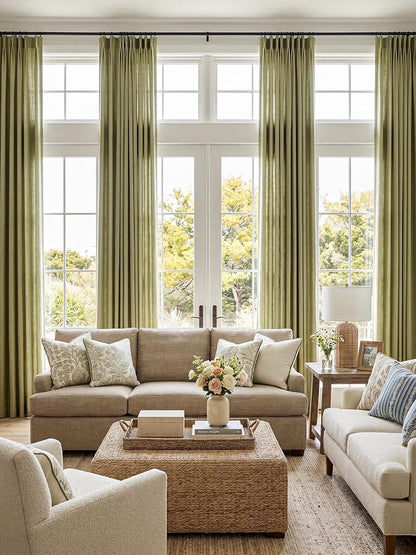 Liz Pinch Pleated Linen Curtains Light Filtering Curtains - Image 9