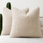 Faux Fur Throw Pillow Covers 20x20 Inch Set of 2 Boucle Neutral Decorative by Woaboy