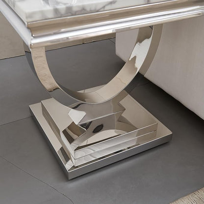 Henf Marble End Table Modern White Faux Marble Sofa Side Table - Image 6