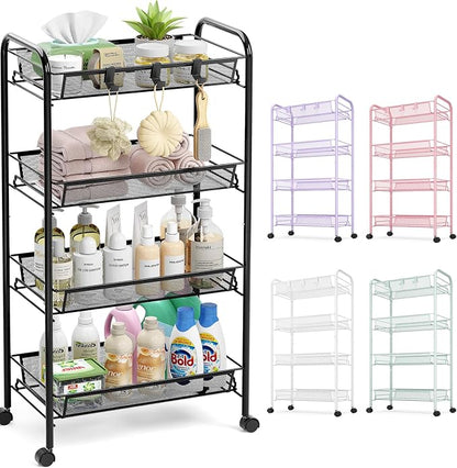 TOOLF 4-Tier Rolling Cart, Metal Utility Cart by TOOLF