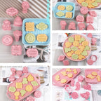 8PCS Happy Birthday Cookie Cutter Sets 3D Plastic Cookie Cutters with Plunger Stamps Pressable Biscuit Mold Cookie Molds Cake Baking Fondant Cutter Birthday Party DIY Cookie Decorating Supplies(C)