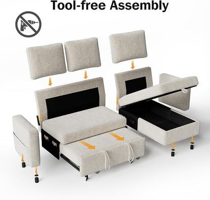 Sunny Heart 82" L Shaped Sectional Sleeper Sofa Bed - Image 4