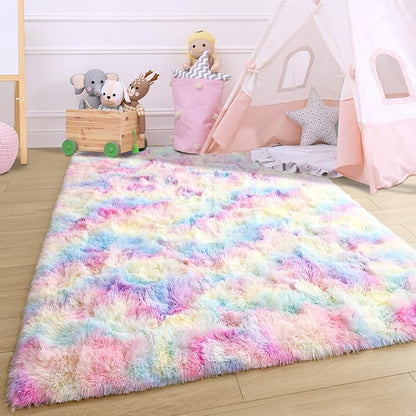5x7 Rainbow Fluffy Soft Area Rug Non-Slip - Image 5