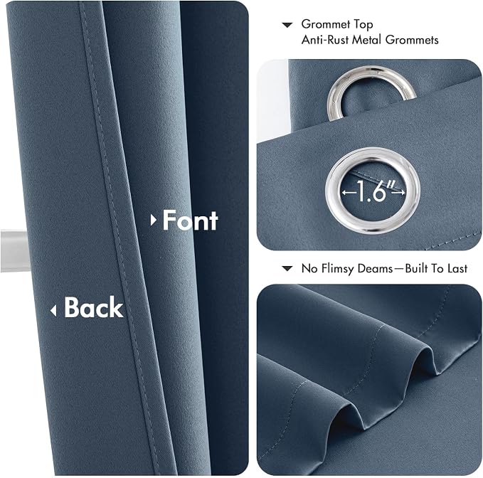 MIULEE Blackout Curtains for Bedroom 2 Panels 40 x 84 Inch Long Stone Blue | - Image 4