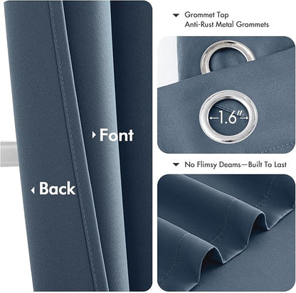 MIULEE Blackout Curtains for Bedroom 2 Panels 40 x 90 Inch Long Stone Blue | - Image 4