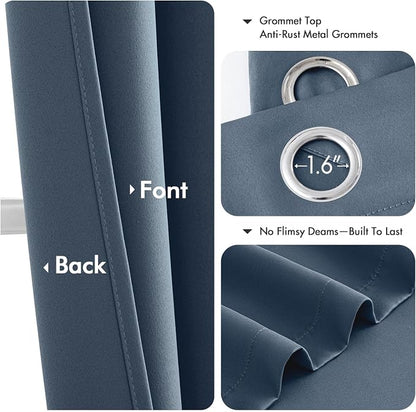 MIULEE Blackout Curtains for Bedroom 2 Panels 40 x 72 Inch Long Stone Blue | - Image 4