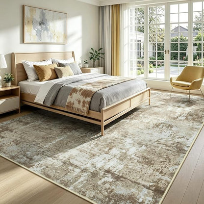 Rugflix 5x7 Area Rugs for Living Room, Washable Brown Large Rug | Machine - Image 2