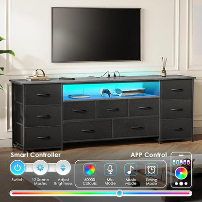 Huuger 63 Inch TV Stand for 65, 70 Inch TV, 11 Drawer Long Dresser - Image 4
