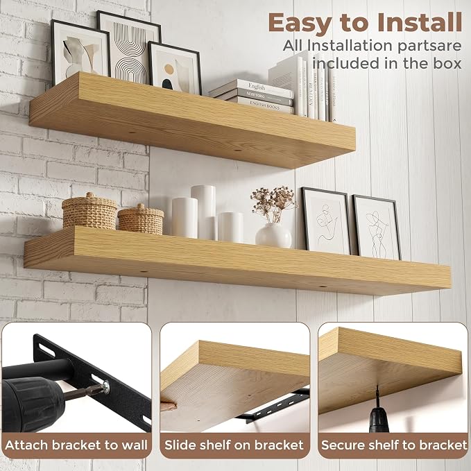 FLYJOE Floating Shelves for Wall, 48 Inch Floating Shelves Set of 1, Kitchen - Image 6