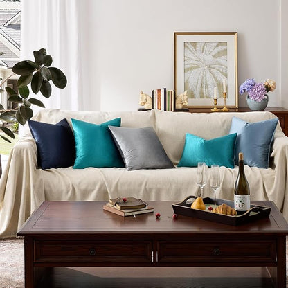 GIGIZAZA Teal Velvet Pillow Covers 18x18 Decorative Pillows Pack of 2 | Blue - Image 6
