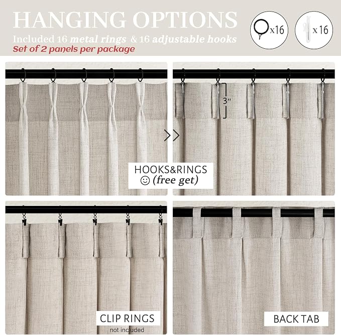 PleatedDrapes 112 Inch Extra Long Light Filtering Curtains - Image 5