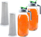 64 Oz Mason Jar Cold Brew Coffee Tea Maker With Food Grade Filter Infuser 2 Quart Glass Pitcher With Lid Half Gallon Iced Hot Tea Pitchers Leak-Proof Jug For Coffee Sun Tea Juice Lemonade Cold Brew