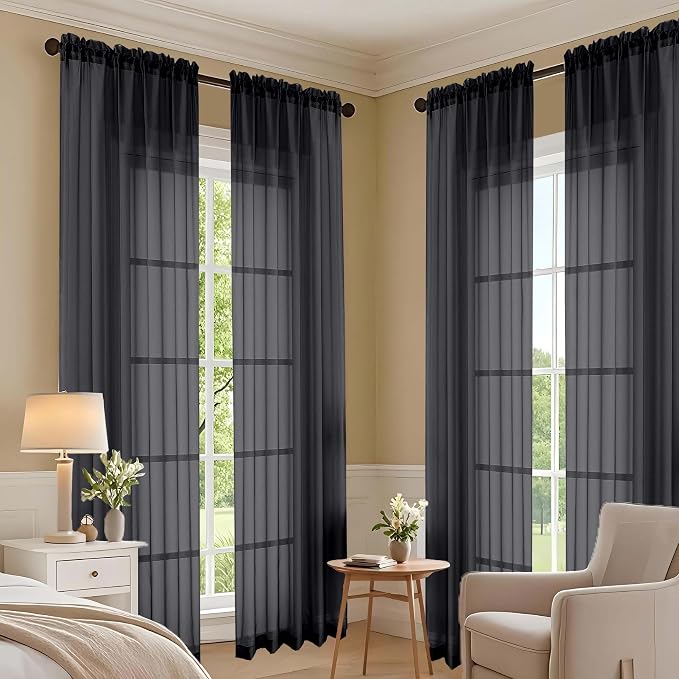 Black Bedroom Curtains 2 Panel Sets 90 Inch Length, 59 Inch Extra Wide Light - Image 7