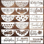 Fall Stencils for Painting on Wood Thanksgiving Stencils Autumn Hello Pumpkin Happy Harvest Stencil for Door Mats Fabrics Porch Hanger Decor