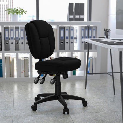 Flash Furniture Caroline Mid-Back Black Fabric Multifunction Swivel Ergonomic - Image 4