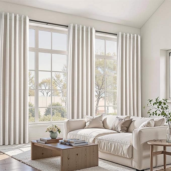 Topfinel 108 Inch Extra Long Ivory Birch Curtains - Image 3