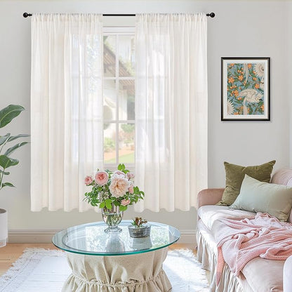BGment Linen Semi Sheer Curtains 72 Inch Length - Image 2