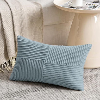 Fancy Homi Set of 2 Light Blue Long Lumbar Decorative Throw Pillow Covers 16x24 - Image 2