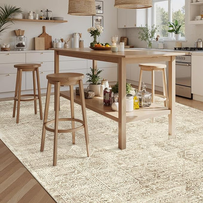 Soalmost Washable Area Rug 8x10 Large Soft Living Room Rugs Light Brown | - Image 2