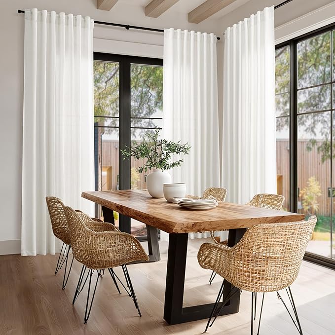 Beige White Linen Curtains 96 Inches Long - Image 7