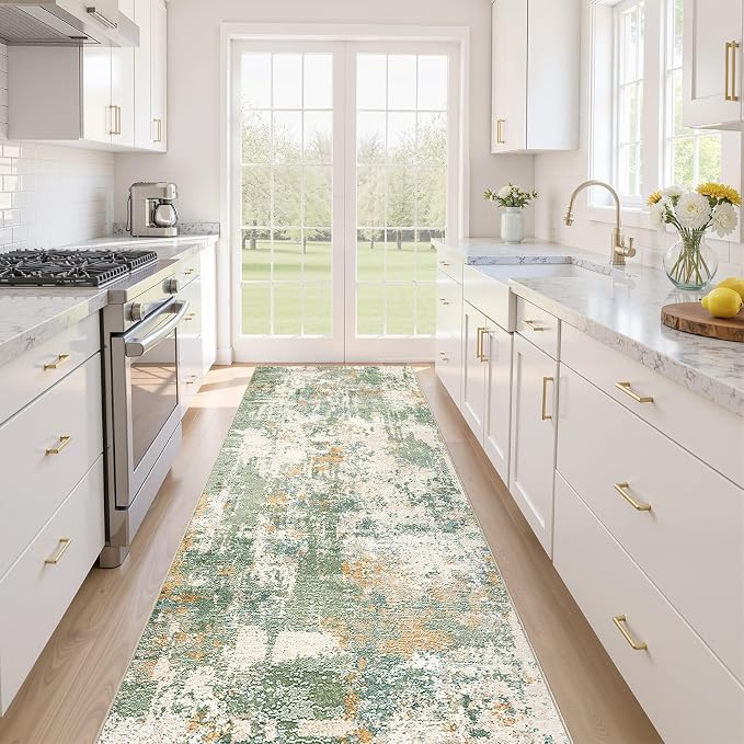 LOONGRUG Runner Rug 3x8 Washable Non-Slip Kitchen Neutral Modern Rug | Abstract by LOONGRUG