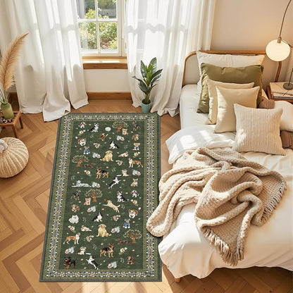 Dark Green Hallway Runner Rug 2x5 - Image 4