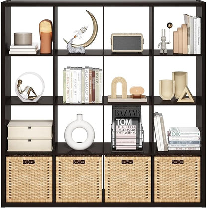 Furinno Cubicle Book Shelf, 16-Cube Bookshelf, Extra Thick Frame Reversible - Image 8