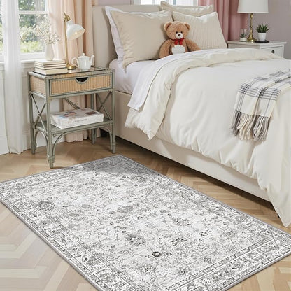 Grey Area Rug 3x5 Bedroom Rugs for Entryway Dorm | Ultra-Thin; Non Slip; - Image 7
