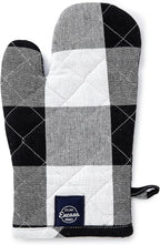 Encasa XO Long 12"x7" Oven Microwave Hand Gloves Mitts (2 pc Set) for Kitchen Cooking & Baking - Heat Resistant, Thick & Safe, Protection of Hands from Hot Utensils - Buffalo Black Checks