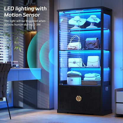 TAGELIER RGB Glass Display Cabinet - Image 4