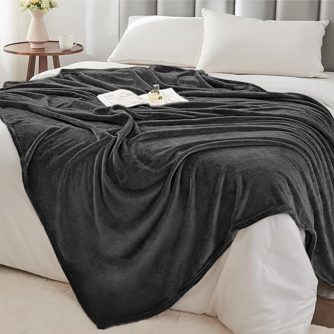 BEDELITE Fleece Blanket Soft Plush Twin Size Blanket Charcoal Grey 60"x80" | - Image 7