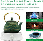 Cast Iron Tea Kettle Set, 33.8oz Hexagon Pattern Teapot Set with Cups, Teapot Coated with Enameled Interior, Durable Cast Iron Teapot Set with Stainless Steel Infuser