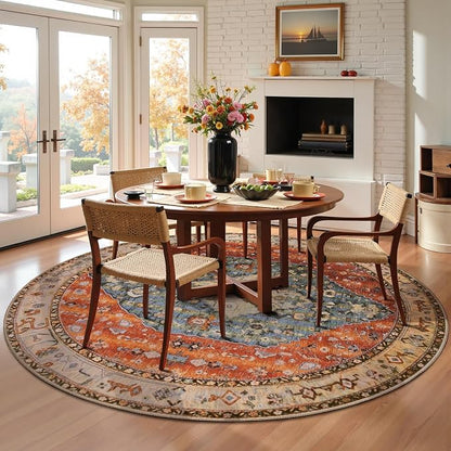 SERISSA 6ft Washable Non Slip Round Boho Area Rug - Image 2