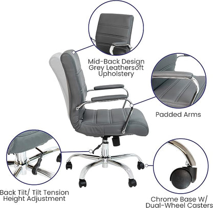 Flash Furniture Whitney Mid-Back Swivel LeatherSoft Desk Chair - Image 4