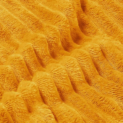 BEDELITE 3D Ribbed Mustard Yellow Fleece Twin Blanket - Image 5